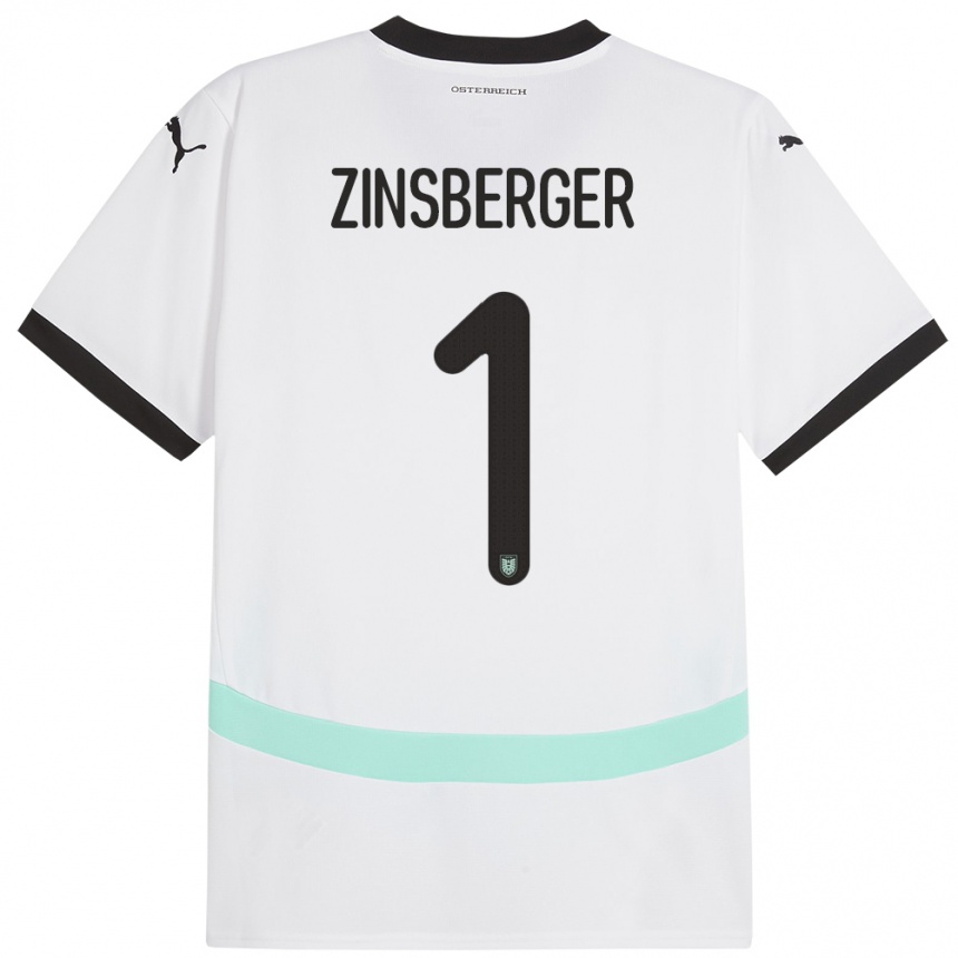 Niño Fútbol Camiseta Austria Manuela Zinsberger #1 Blanco 2ª Equipación 24-26 Argentina