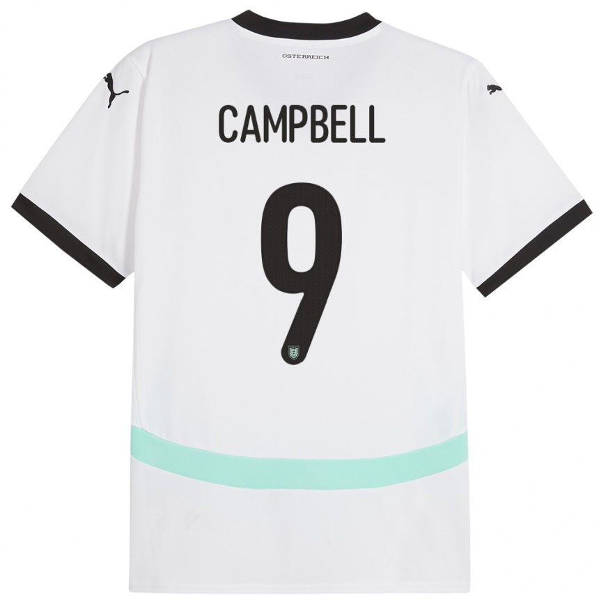 Niño Fútbol Camiseta Austria Eileen Campbell #9 Blanco 2ª Equipación 24-26 Argentina