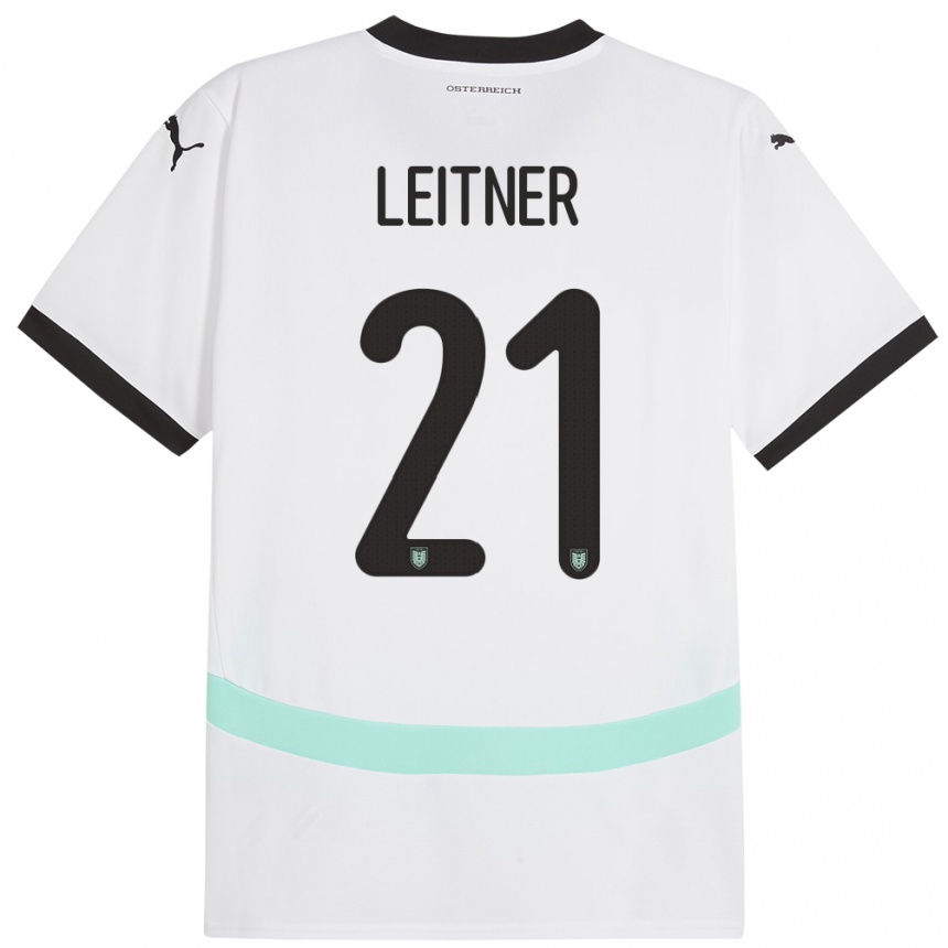 Niño Fútbol Camiseta Austria Annelie Leitner #21 Blanco 2ª Equipación 24-26 Argentina