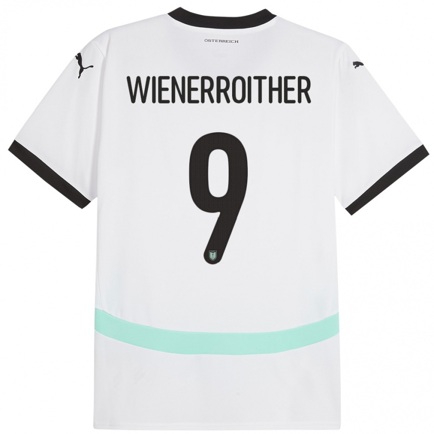 Niño Fútbol Camiseta Austria Katja Wienerroither #9 Blanco 2ª Equipación 24-26 Argentina