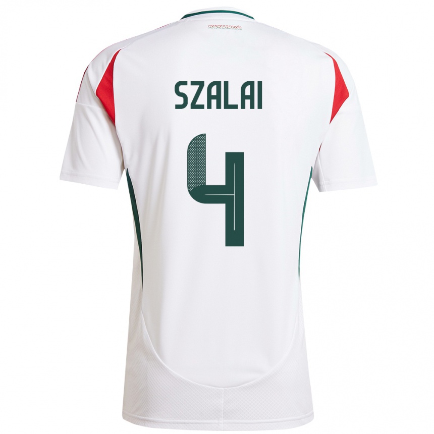 Niño Fútbol Camiseta Hungría Attila Szalai #4 Blanco 2ª Equipación 24-26 Argentina