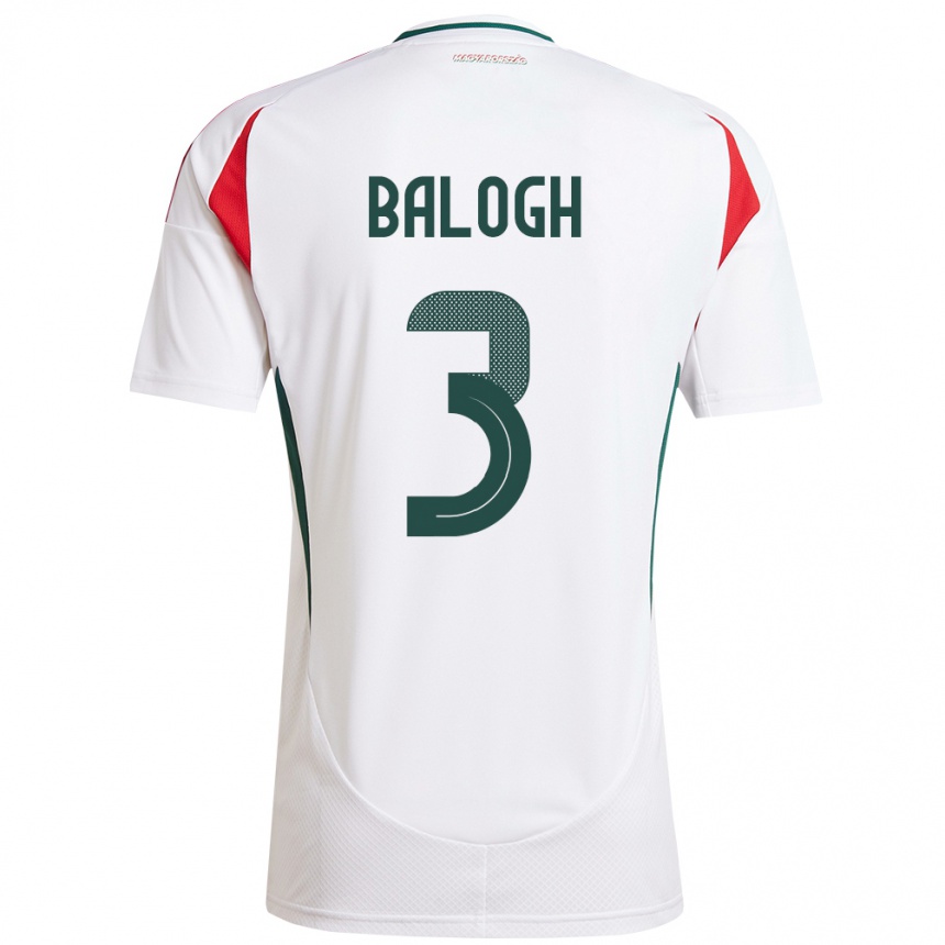 Niño Fútbol Camiseta Hungría Botond Balogh #3 Blanco 2ª Equipación 24-26 Argentina