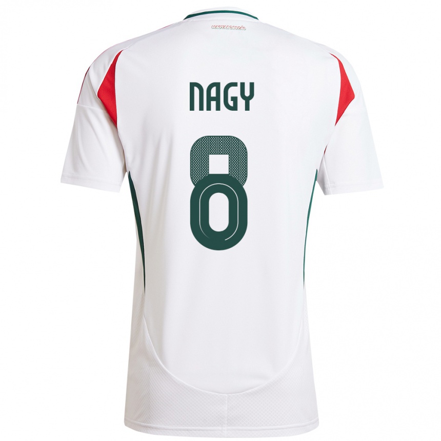 Niño Fútbol Camiseta Hungría Ádám Nagy #8 Blanco 2ª Equipación 24-26 Argentina