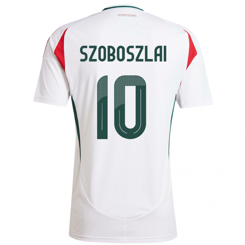 Niño Fútbol Camiseta Hungría Dominik Szoboszlai #10 Blanco 2ª Equipación 24-26 Argentina