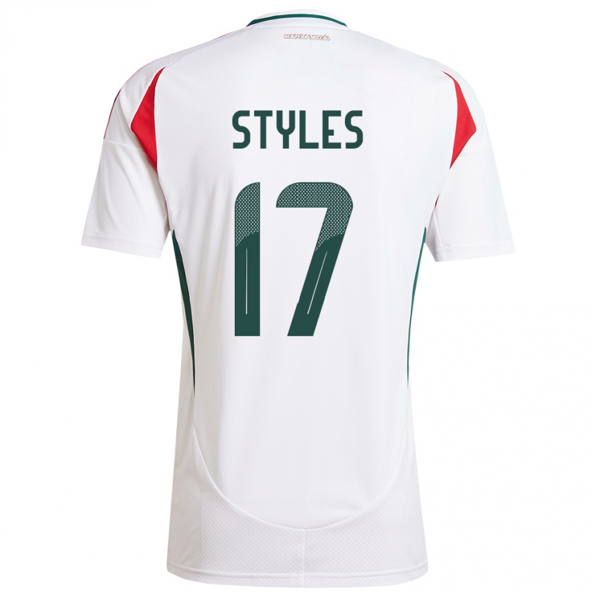 Niño Fútbol Camiseta Hungría Callum Styles #17 Blanco 2ª Equipación 24-26 Argentina