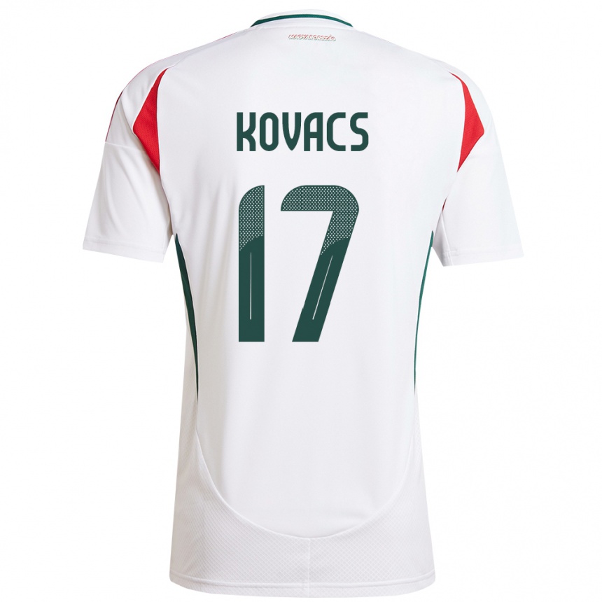 Niño Fútbol Camiseta Hungría Mátyás Kovács #17 Blanco 2ª Equipación 24-26 Argentina