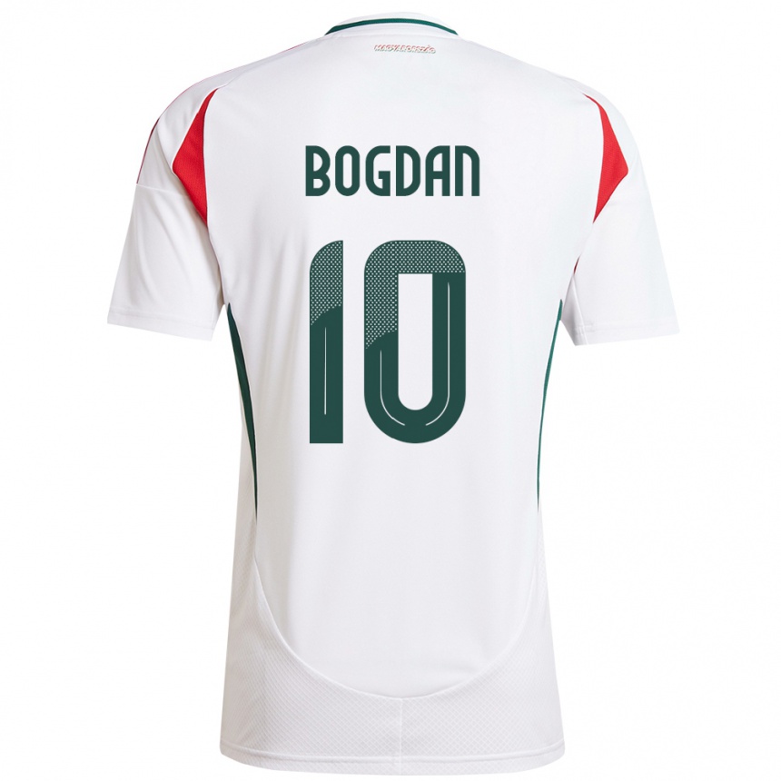 Niño Fútbol Camiseta Hungría Hunor Bogdán #10 Blanco 2ª Equipación 24-26 Argentina