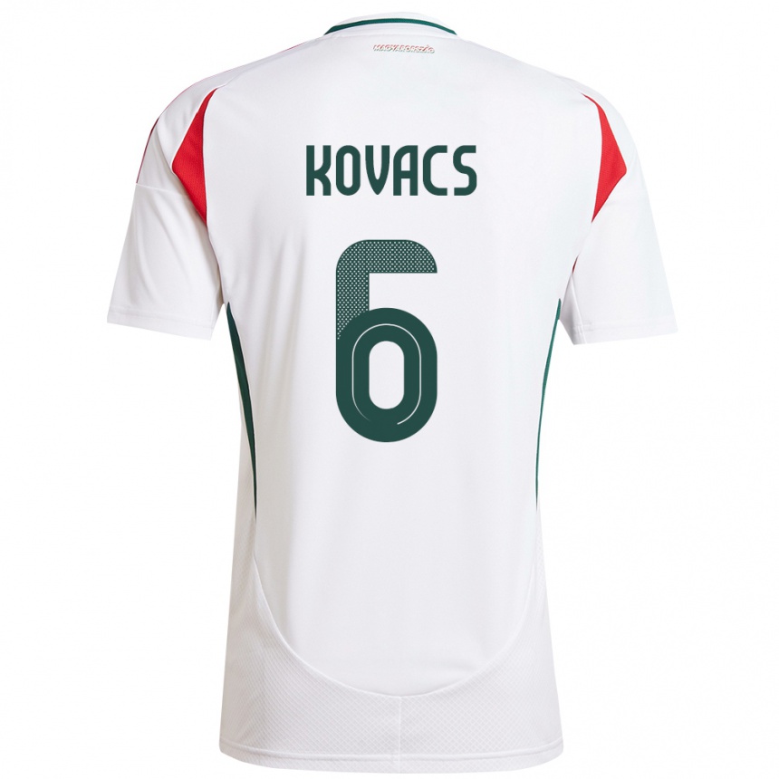 Niño Fútbol Camiseta Hungría Noel Kovács #6 Blanco 2ª Equipación 24-26 Argentina