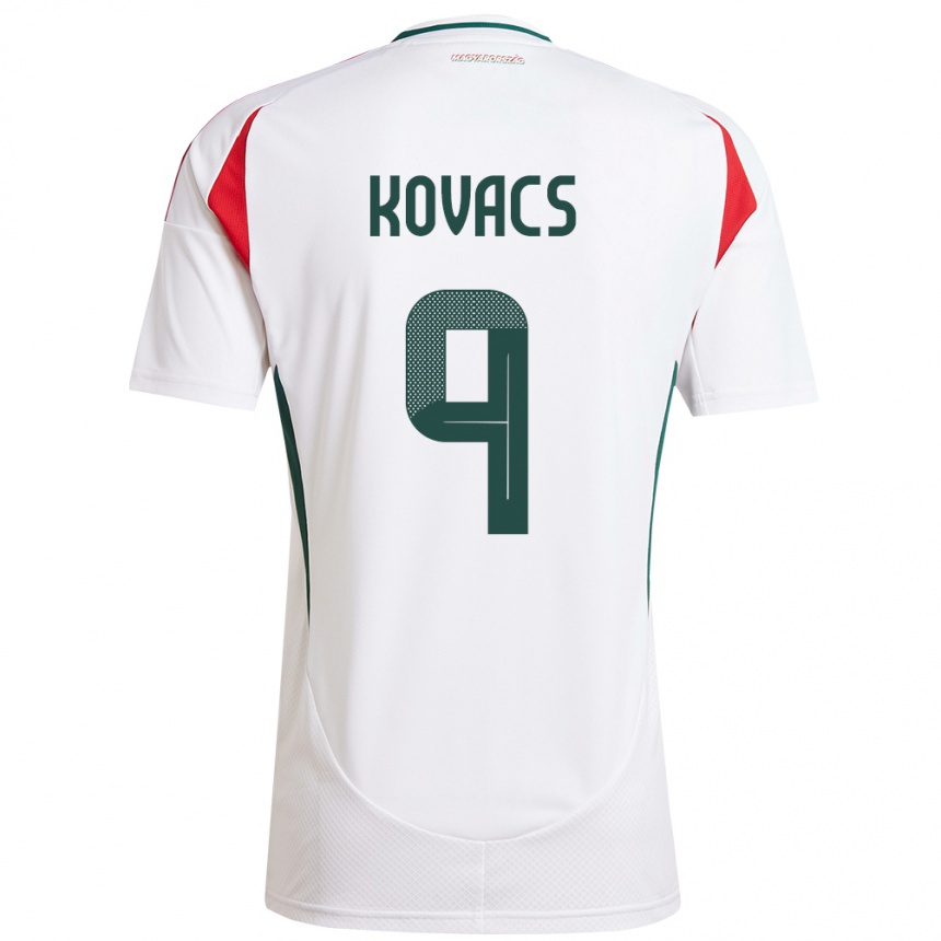 Niño Fútbol Camiseta Hungría Patrik Kovács #9 Blanco 2ª Equipación 24-26 Argentina