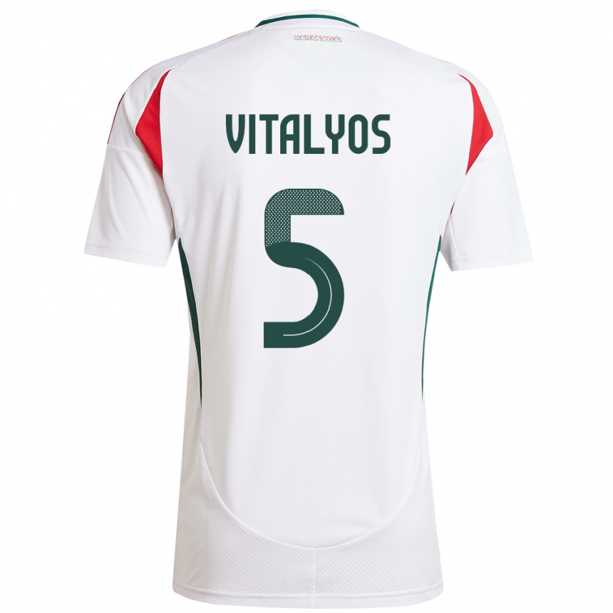 Niño Fútbol Camiseta Hungría Viktor Vitályos #5 Blanco 2ª Equipación 24-26 Argentina