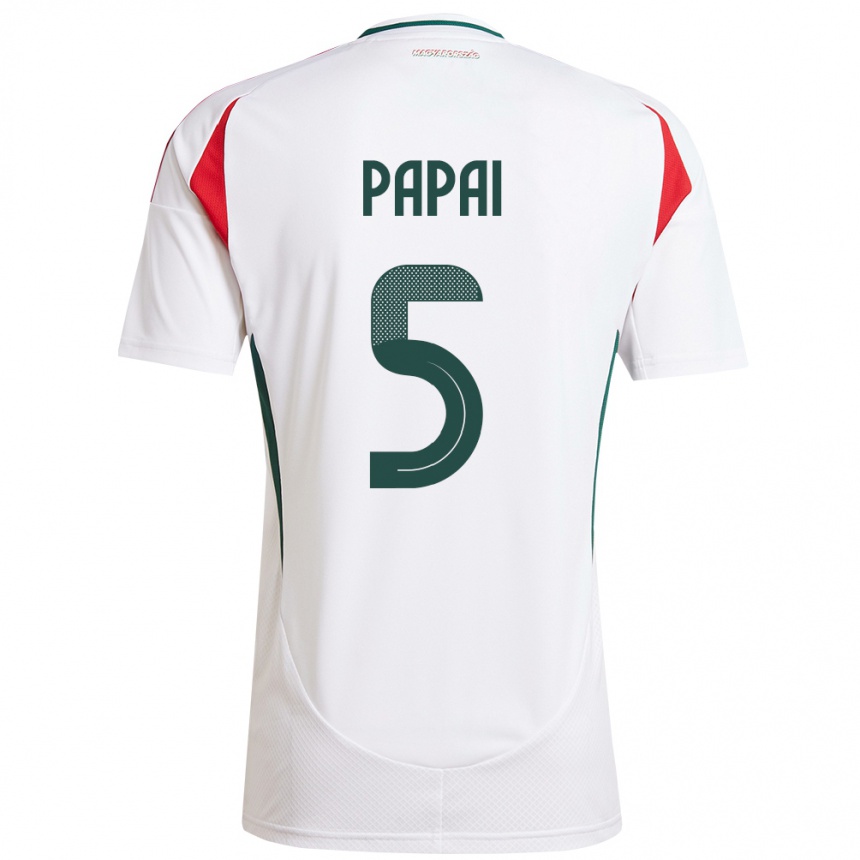 Niño Fútbol Camiseta Hungría Emőke Pápai #5 Blanco 2ª Equipación 24-26 Argentina