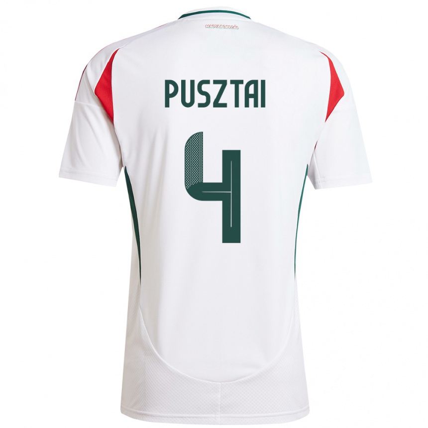 Niño Fútbol Camiseta Hungría Sára Pusztai #4 Blanco 2ª Equipación 24-26 Argentina