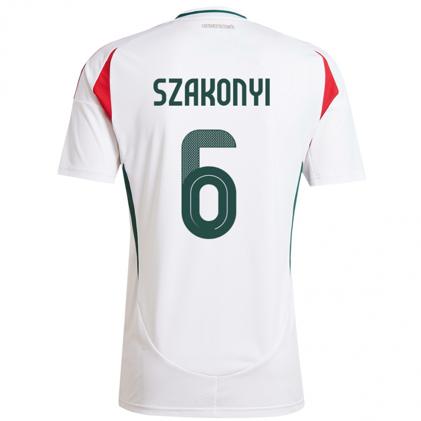 Niño Fútbol Camiseta Hungría Emese Szakonyi #6 Blanco 2ª Equipación 24-26 Argentina