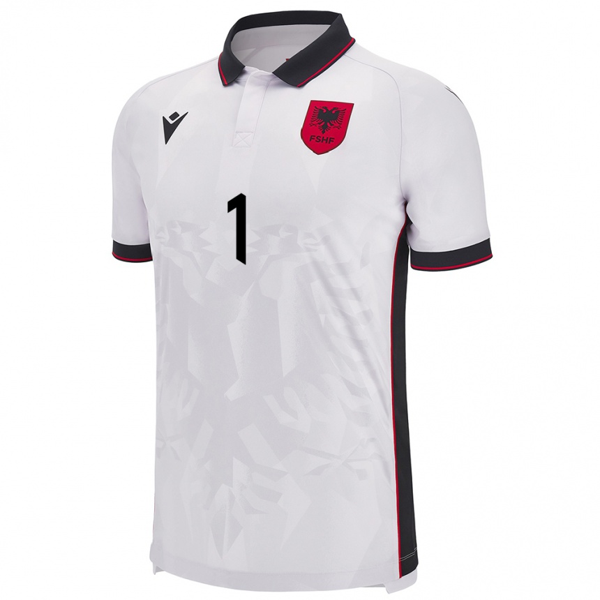 Niño Fútbol Camiseta Albania Simon Simoni #1 Blanco 2ª Equipación 24-26 Argentina