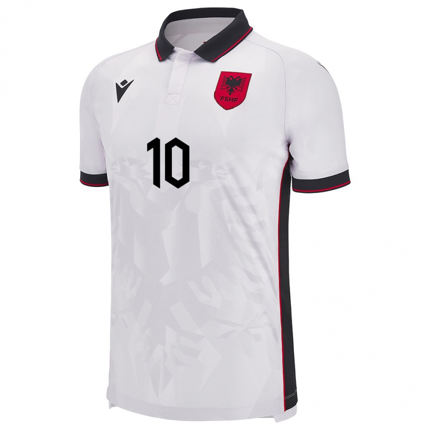 Niño Fútbol Camiseta Albania Adrion Pajaziti #10 Blanco 2ª Equipación 24-26 Argentina