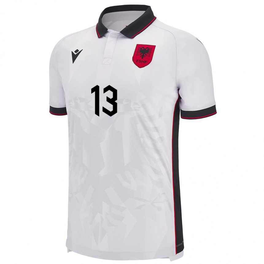 Niño Fútbol Camiseta Albania Fabjan Perndreca #13 Blanco 2ª Equipación 24-26 Argentina