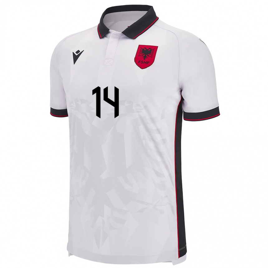 Niño Fútbol Camiseta Albania Ergi Goga #14 Blanco 2ª Equipación 24-26 Argentina