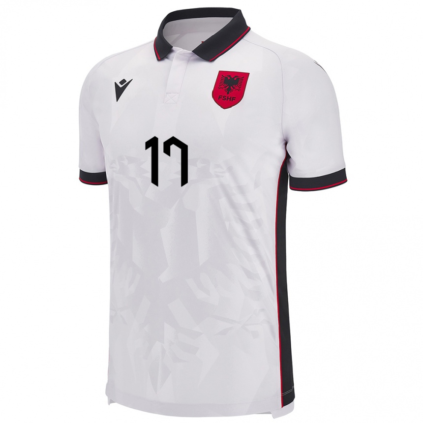 Niño Fútbol Camiseta Albania Ernest Muci #17 Blanco 2ª Equipación 24-26 Argentina