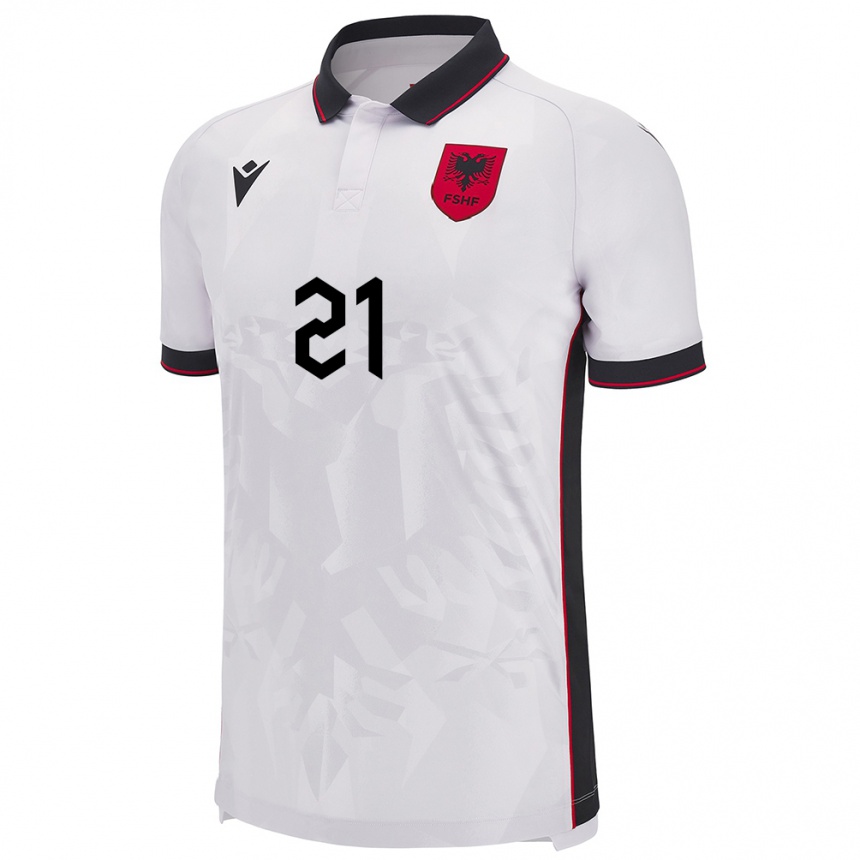 Niño Fútbol Camiseta Albania Ardit Nikaj #21 Blanco 2ª Equipación 24-26 Argentina