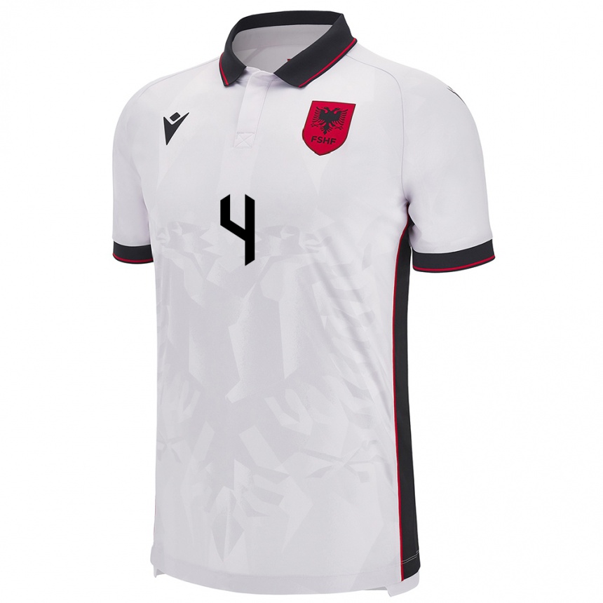 Niño Fútbol Camiseta Albania Elseid Hysaj #4 Blanco 2ª Equipación 24-26 Argentina