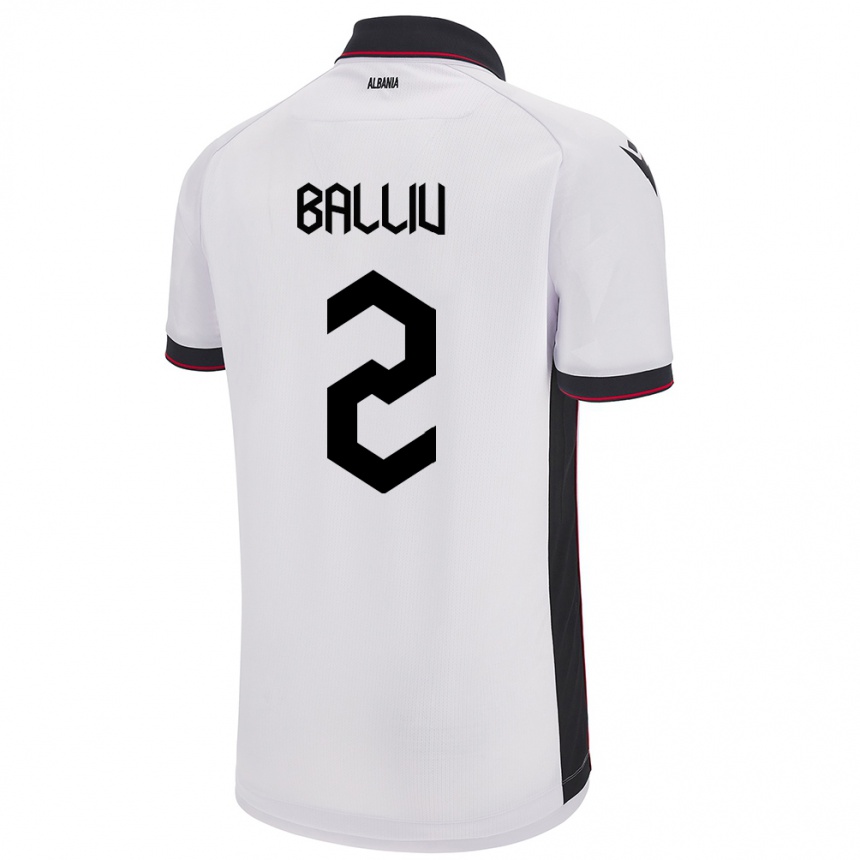 Niño Fútbol Camiseta Albania Iván Balliu #2 Blanco 2ª Equipación 24-26 Argentina