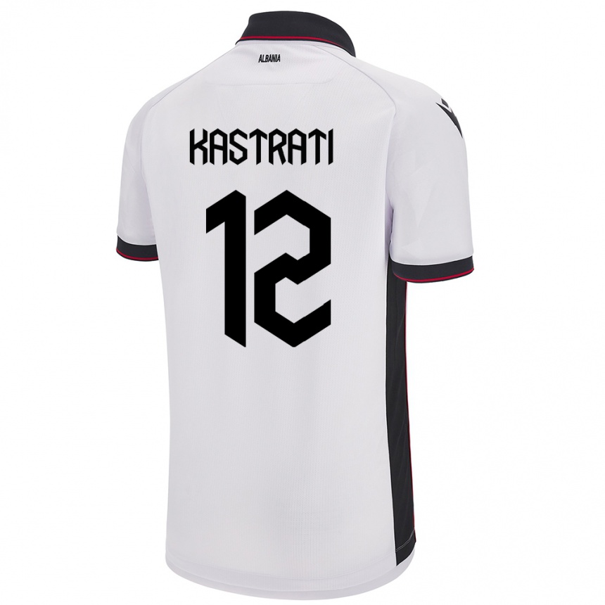 Niño Fútbol Camiseta Albania Elhan Kastrati #12 Blanco 2ª Equipación 24-26 Argentina