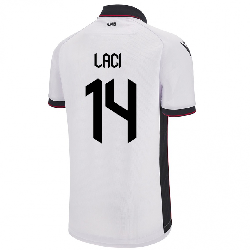 Niño Fútbol Camiseta Albania Qazim Laci #14 Blanco 2ª Equipación 24-26 Argentina