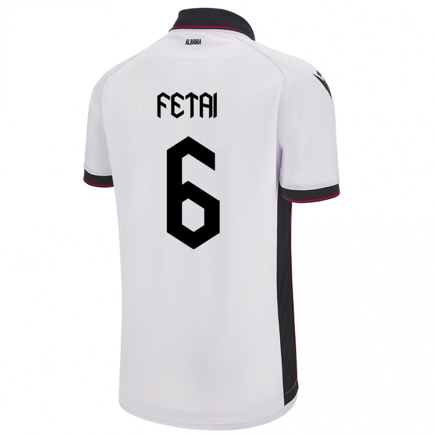 Niño Fútbol Camiseta Albania Feta Fetai #6 Blanco 2ª Equipación 24-26 Argentina