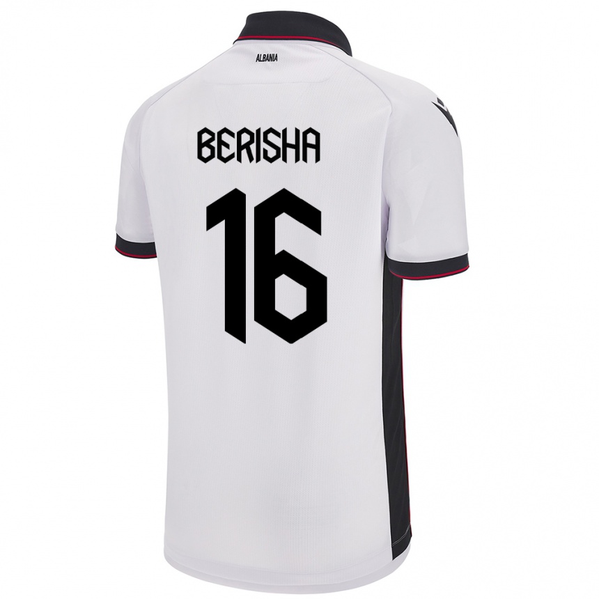 Niño Fútbol Camiseta Albania Medon Berisha #16 Blanco 2ª Equipación 24-26 Argentina