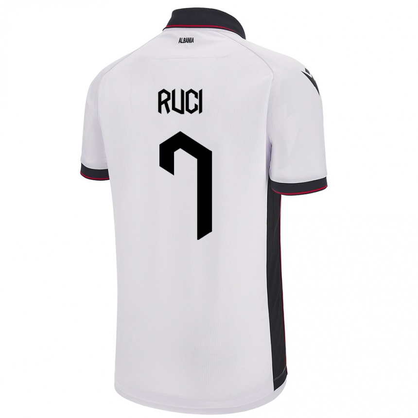 Niño Fútbol Camiseta Albania Flamur Ruci #7 Blanco 2ª Equipación 24-26 Argentina