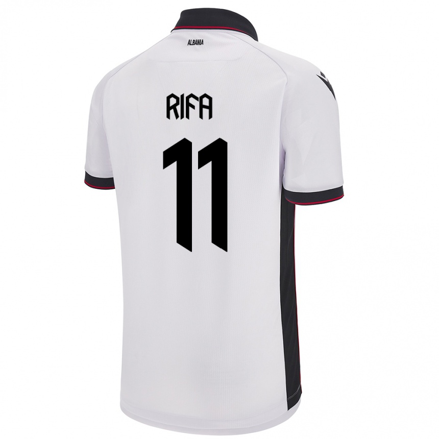 Niño Fútbol Camiseta Albania Oresti Rifa #11 Blanco 2ª Equipación 24-26 Argentina