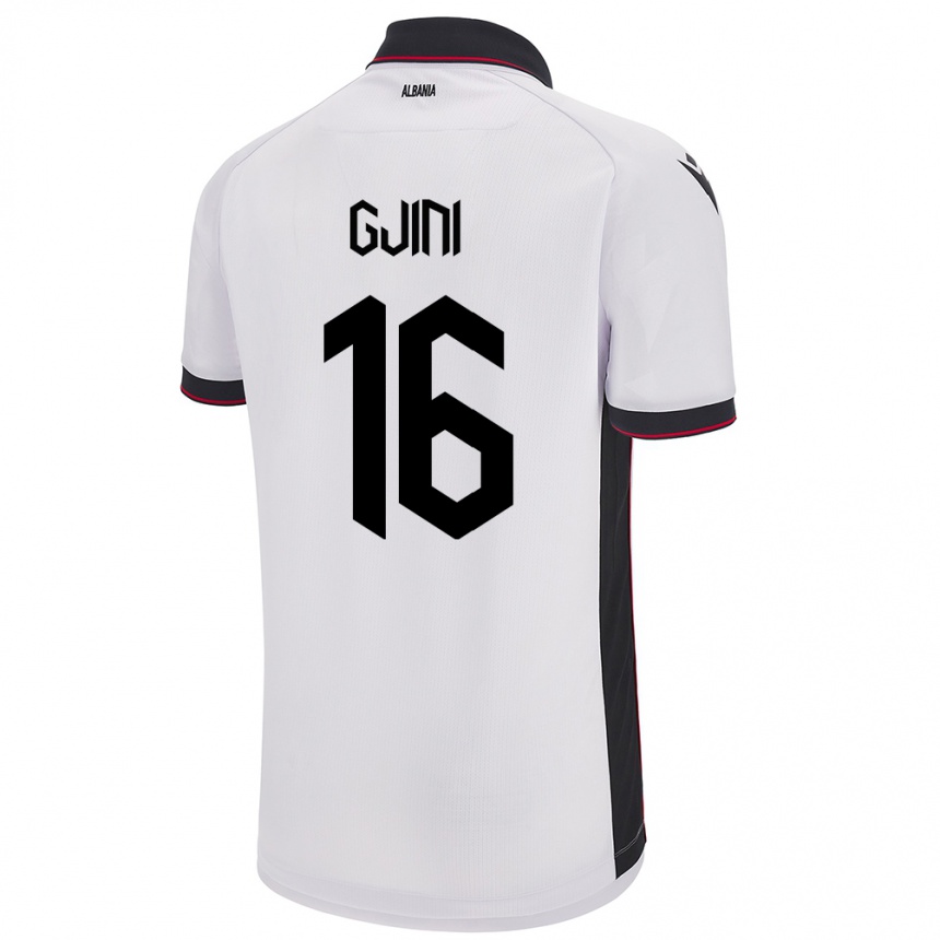 Niño Fútbol Camiseta Albania Luçije Gjini #16 Blanco 2ª Equipación 24-26 Argentina