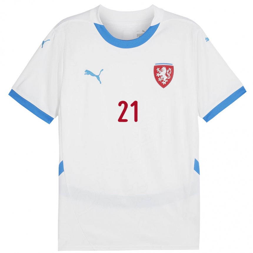 Niño Fútbol Camiseta Chequia Vojtech Hranos #21 Blanco 2ª Equipación 24-26 Argentina