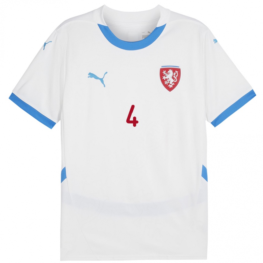 Niño Fútbol Camiseta Chequia Vitezslav Badura #4 Blanco 2ª Equipación 24-26 Argentina