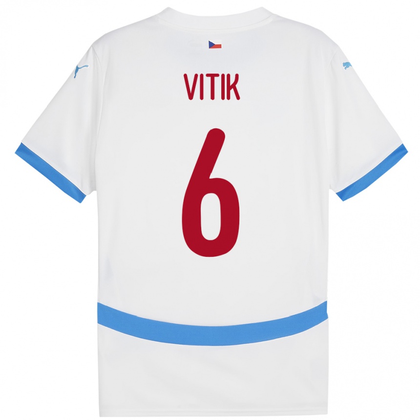 Niño Fútbol Camiseta Chequia Martin Vitík #6 Blanco 2ª Equipación 24-26 Argentina