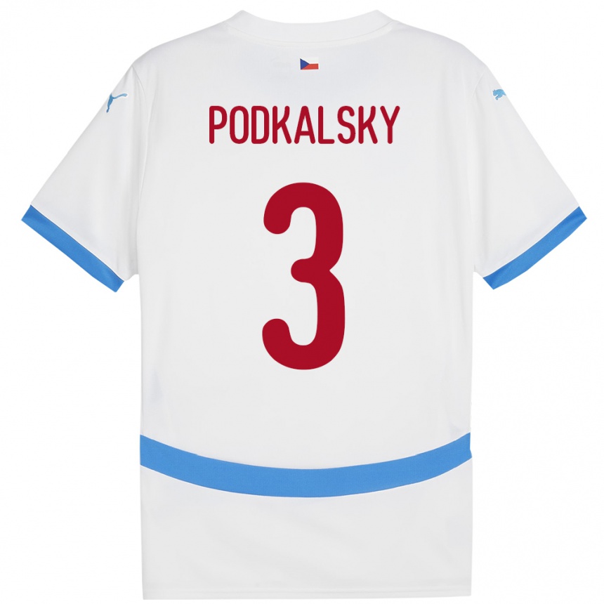 Niño Fútbol Camiseta Chequia Jakub Podkalsky #3 Blanco 2ª Equipación 24-26 Argentina