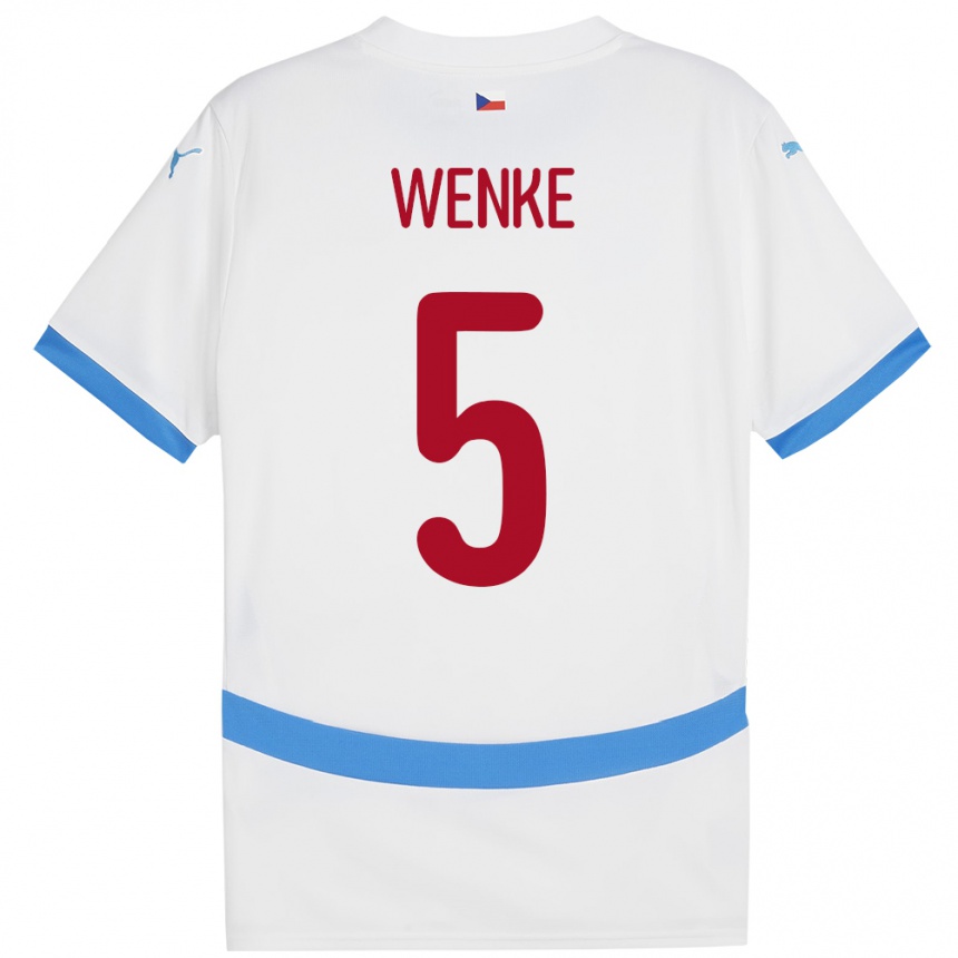 Niño Fútbol Camiseta Chequia Eduard Wenke #5 Blanco 2ª Equipación 24-26 Argentina