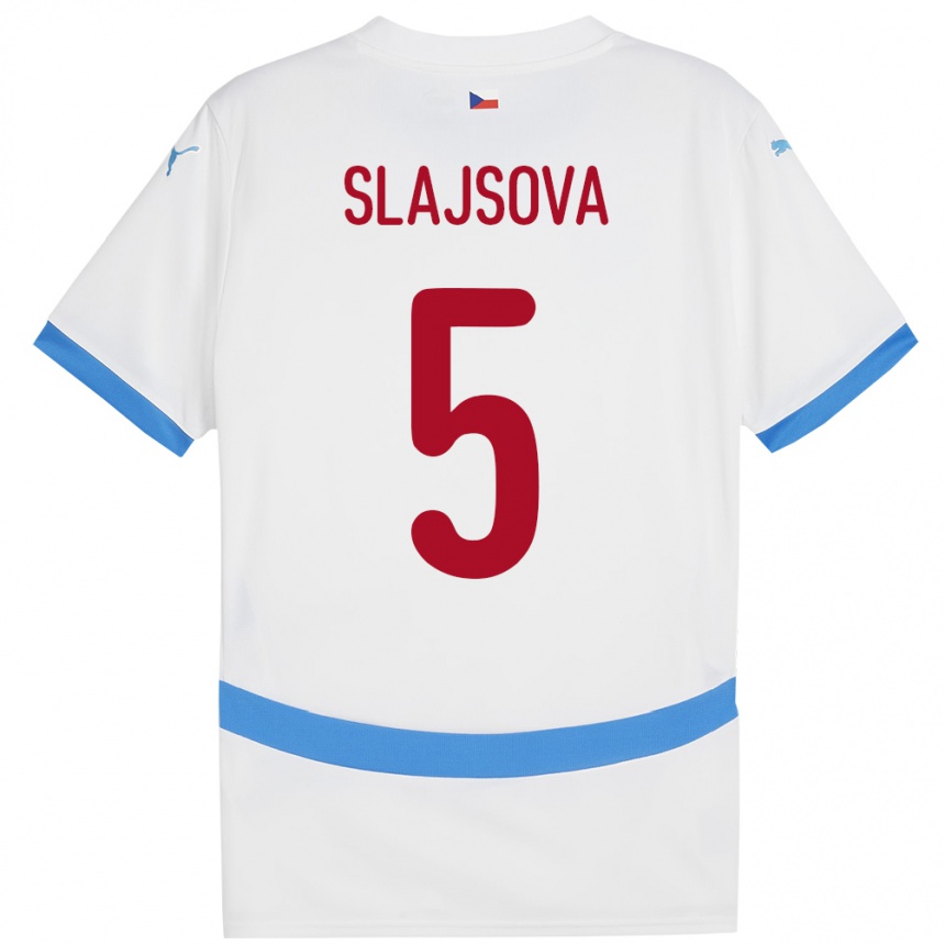 Niño Fútbol Camiseta Chequia Gabriela Šlajsová #5 Blanco 2ª Equipación 24-26 Argentina