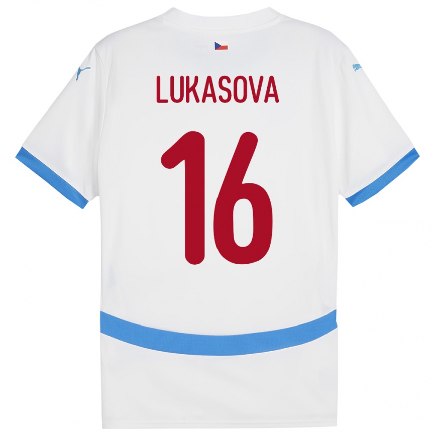 Niño Fútbol Camiseta Chequia Olivie Lukášová #16 Blanco 2ª Equipación 24-26 Argentina