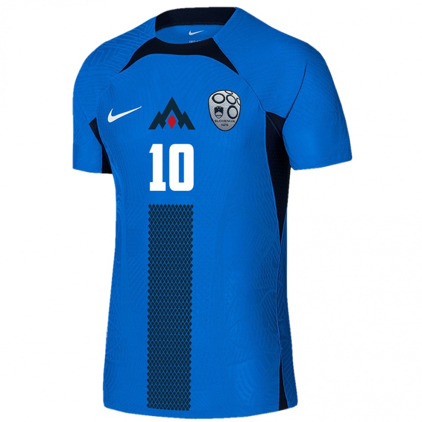 Niño Fútbol Camiseta Eslovenia Timi Max Elsnik #10 Azul 2ª Equipación 24-26 Argentina