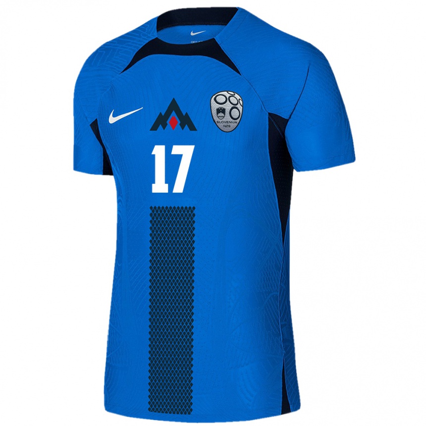 Niño Fútbol Camiseta Eslovenia Kevin Benkic #17 Azul 2ª Equipación 24-26 Argentina