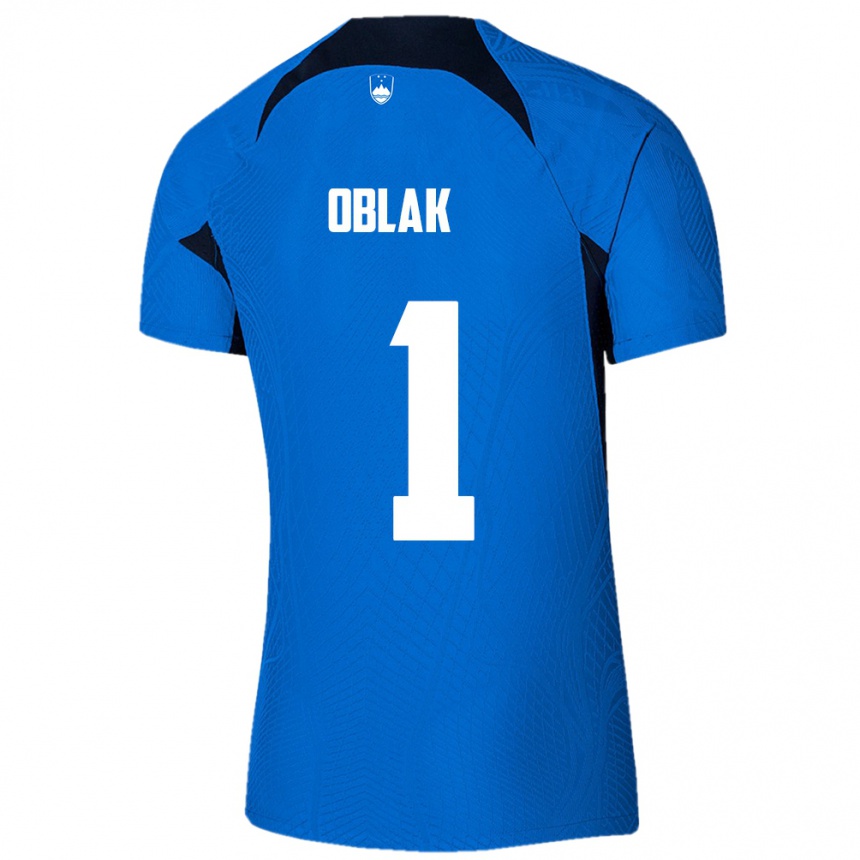 Niño Fútbol Camiseta Eslovenia Jan Oblak #1 Azul 2ª Equipación 24-26 Argentina