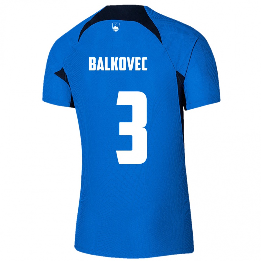 Niño Fútbol Camiseta Eslovenia Jure Balkovec #3 Azul 2ª Equipación 24-26 Argentina