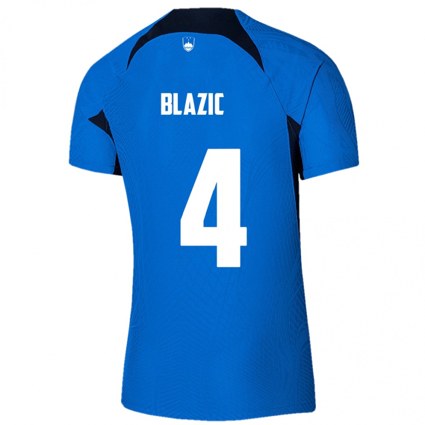 Niño Fútbol Camiseta Eslovenia Miha Blazic #4 Azul 2ª Equipación 24-26 Argentina