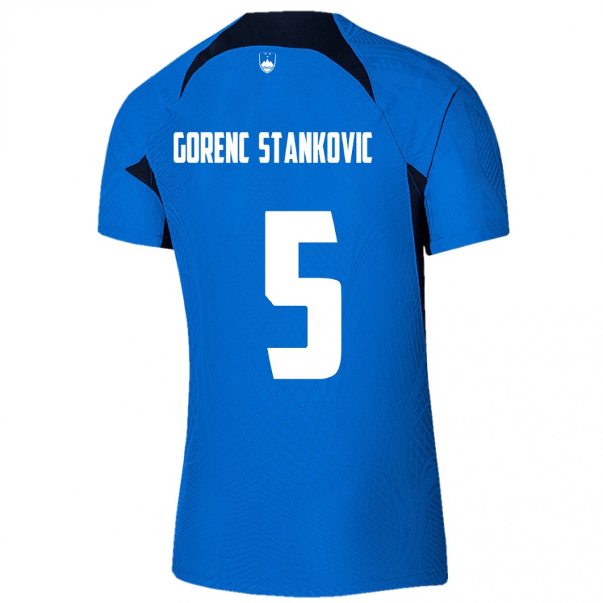 Niño Fútbol Camiseta Eslovenia Jon Gorenc Stankovic #5 Azul 2ª Equipación 24-26 Argentina