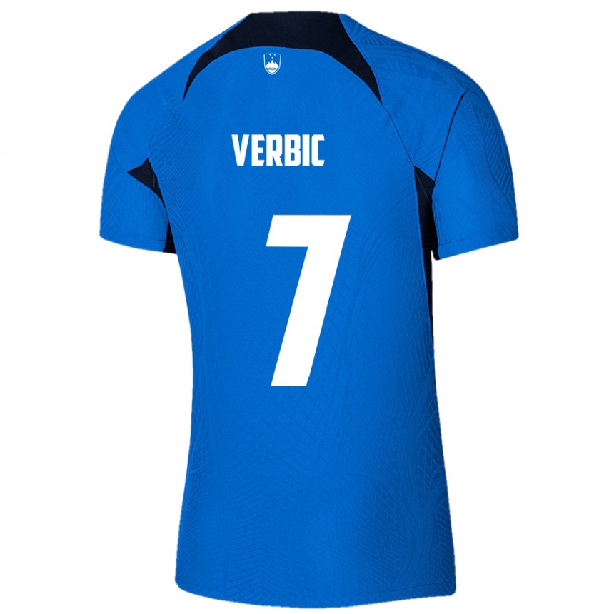 Niño Fútbol Camiseta Eslovenia Benjamin Verbic #7 Azul 2ª Equipación 24-26 Argentina