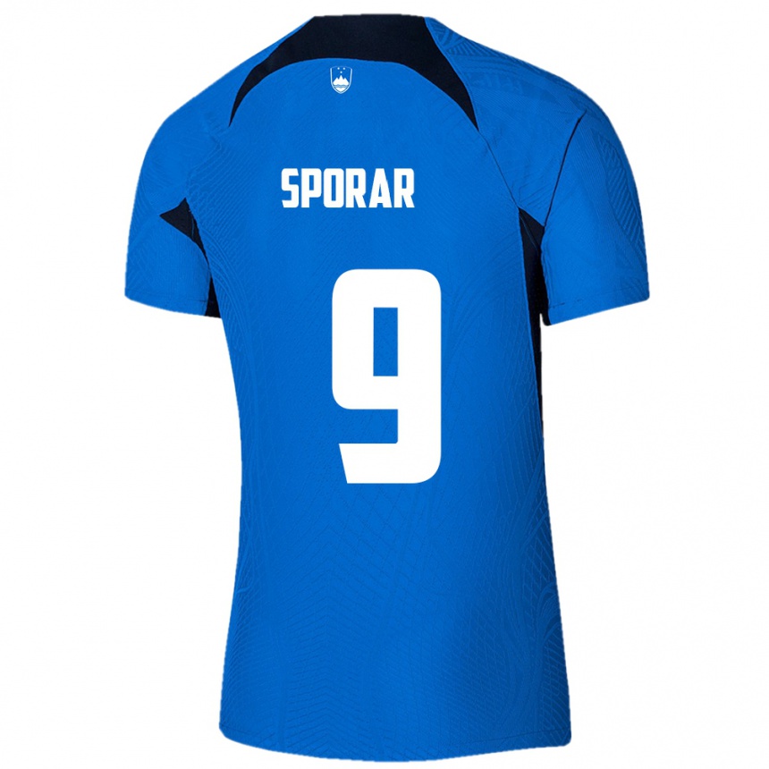 Niño Fútbol Camiseta Eslovenia Andraz Sporar #9 Azul 2ª Equipación 24-26 Argentina