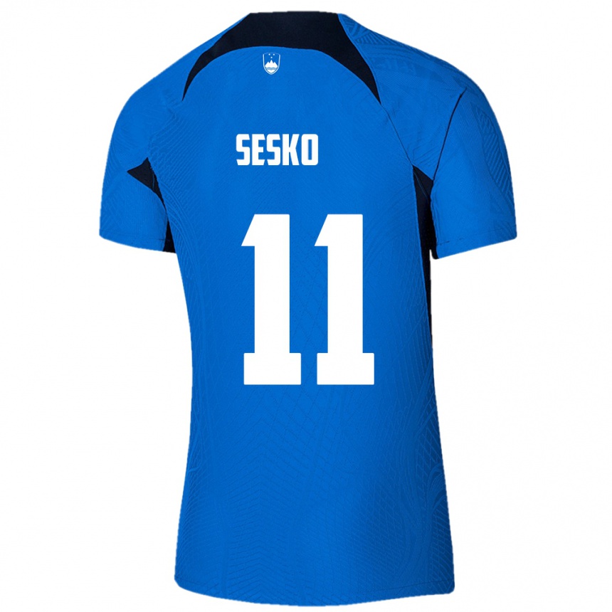 Niño Fútbol Camiseta Eslovenia Benjamin Sesko #11 Azul 2ª Equipación 24-26 Argentina