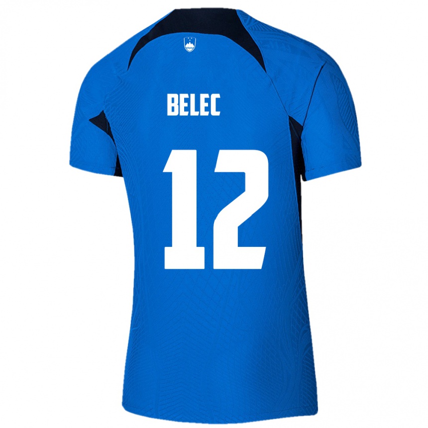 Niño Fútbol Camiseta Eslovenia Vid Belec #12 Azul 2ª Equipación 24-26 Argentina