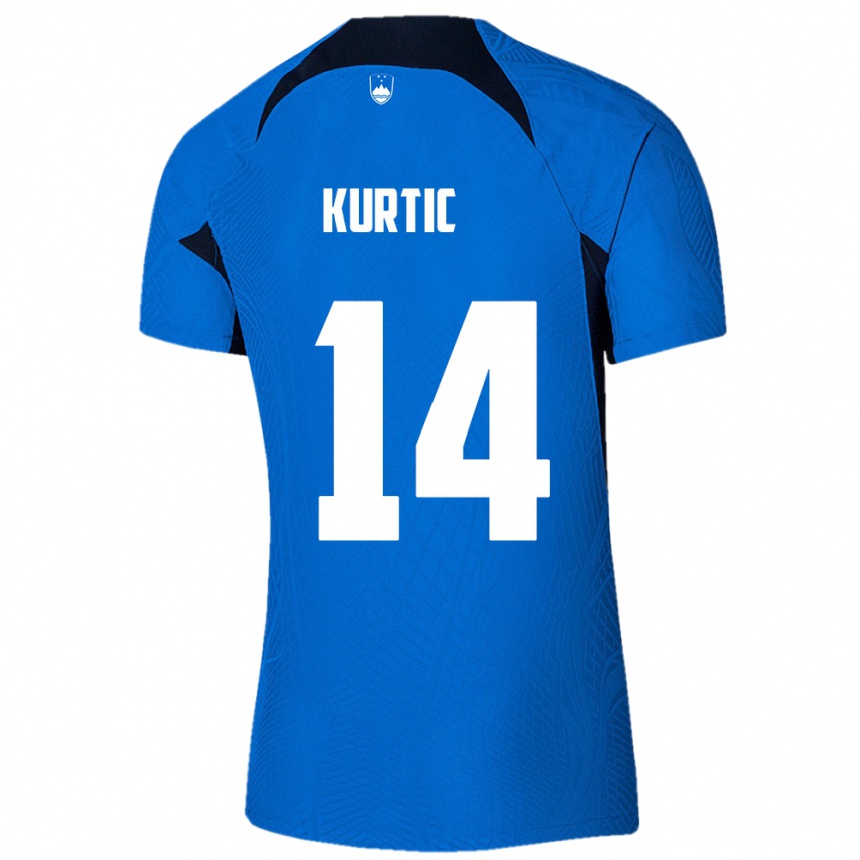 Niño Fútbol Camiseta Eslovenia Jasmin Kurtic #14 Azul 2ª Equipación 24-26 Argentina